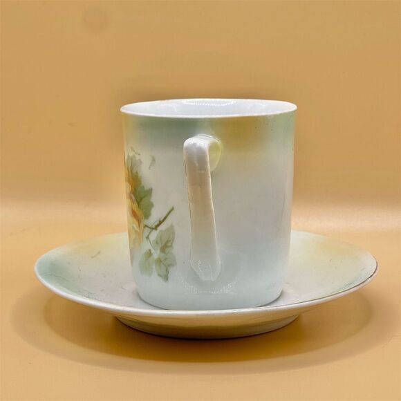 Vintage Porcelain Tea Cup & Saucer Hand-Painted Roses Antique 1900-1919 - Picture 9 of 9